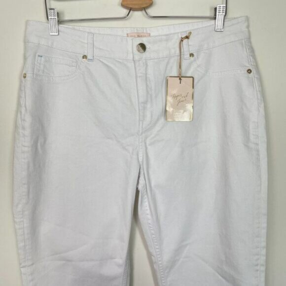 Ted Baker Marriaa Embroidered Hem High Rise Skinny Ankle Jean White Plus Size 34 - Picture 4 of 16